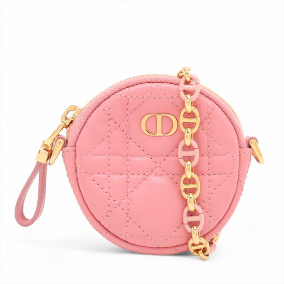 Dior Handbags - Christian Dior Cannage Leather Chain Shoulder Bag Pink Round